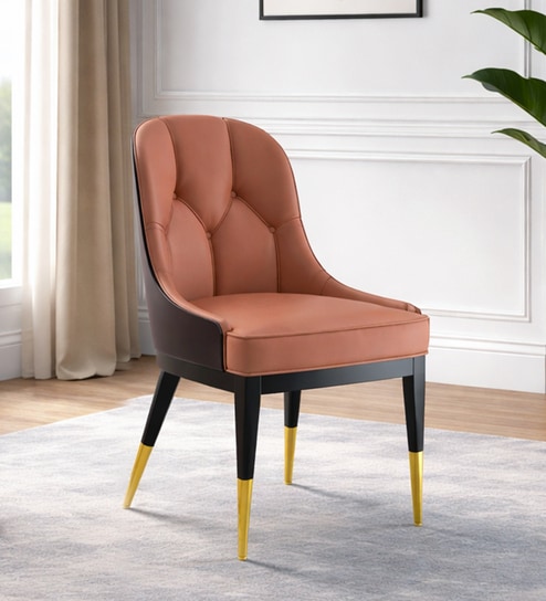 Henro  Leatherette Fabric Dining Chair In Pink Colour