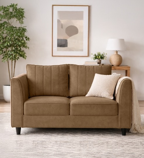 Henry 2 Seater Fabric Sofa In Dark Chocolate Brown Color.