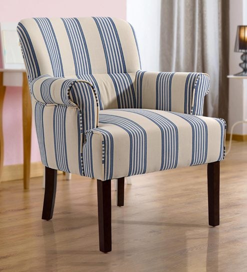 Henry Fabric Chair In Blue Stripe By Evok