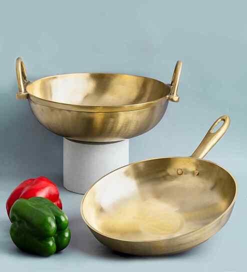 Bronze 10 Inch/3 Litre Kadai & 10 Inch/1.8 Litre Frying Pan