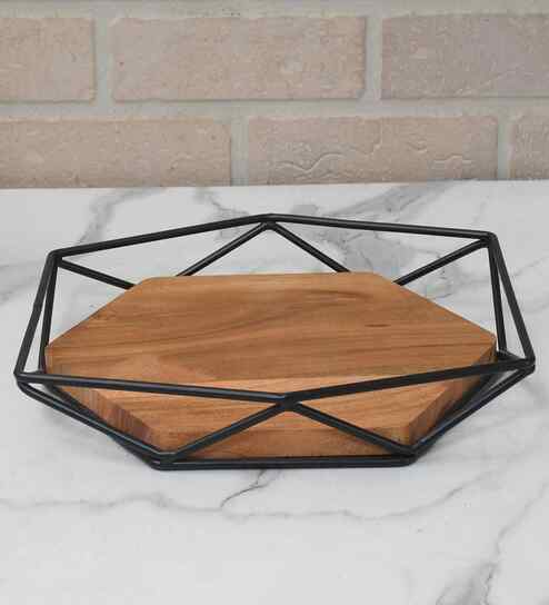 Hexa Wooden Tray Black
