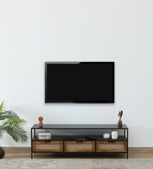 Heyen Metal TV Console In Black Colour