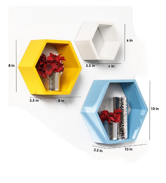 Buy Engineered Wood Wall Shelf in Blue Colour by Home Sparkle Online ...