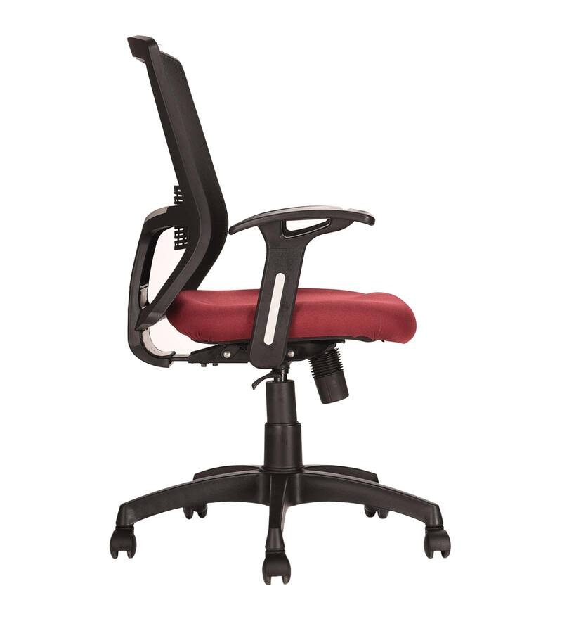 Buy Hector Mid Back Ergonomic Office Chair in Maroon Colour by Teal