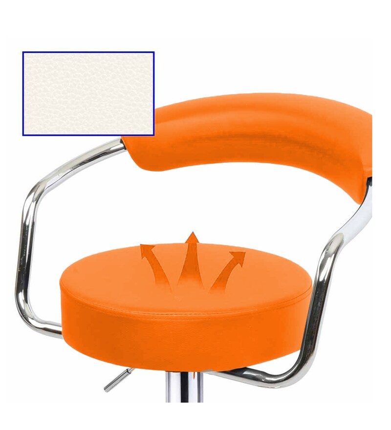 Buy Drake Metal Swivel Bar Stool in Orange Colour by Workspace by AZAZO