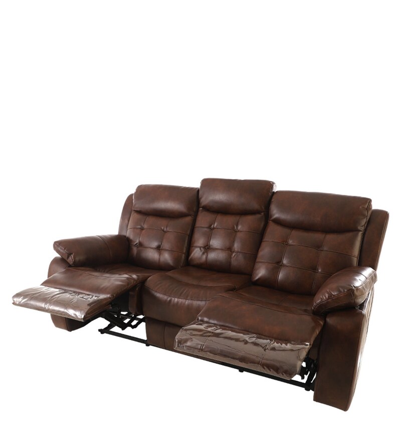 Buy Hemingway Leatherette Manual 3 Seater Recliner in Chcolate Brown