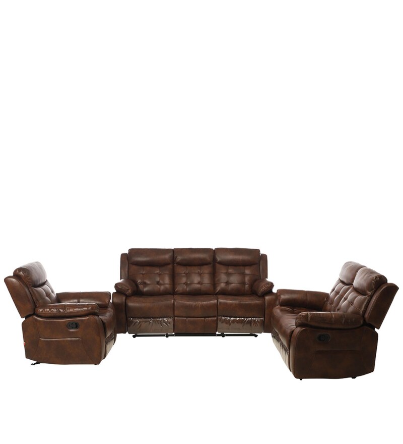 Buy Hemingway Leatherette Manual 3 Seater Recliner In Chcolate Brown Colour Online Manual 3 0233