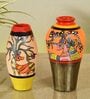 Heard Of Deers (Set Of 2) Multicolour Terracotta Floor Vase