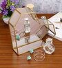 Heart Shaped Golden Metal & Glass Vanity Tray Make Up Organiser
