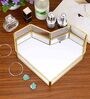 Heart Shaped Golden Metal & Glass Vanity Tray Make Up Organiser