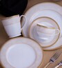 Hearth Collection Gold & White Porcelain 18 Pcs Dinner Set