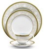 Hearth Collection Gold & White Porcelain 18 Pcs Dinner Set