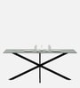 Heather 6 Seater Dinning Table In Green & Black Color Finish