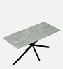 Heather 6 Seater Dinning Table In Green & Black Color Finish