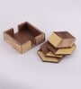 Heaxagonal Brown MDF (Set of 5) Table Coaster with Stand