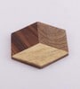 Heaxagonal Brown MDF (Set of 5) Table Coaster with Stand
