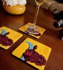 Heaxagonal Brown MDF (Set of 5) Table Coaster with Stand