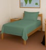 Hedge Green Solid 400 TC Cotton Single Sized Bedsheet with 1 Pillow Cover