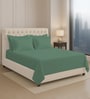 Hedge Green Solid 400 TC Cotton Super King Sized Bedsheet with 4 Pillow Covers