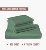 Hedge Green Solid 400 TC Cotton Super King Sized Bedsheet with 4 Pillow Covers