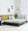 Heiko King Size Bed With Upholstered Headboard in Olive Green and Walnut Finish