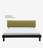 Heiko King Size Bed With Upholstered Headboard in Olive Green and Walnut Finish