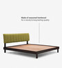 Heiko King Size Bed With Upholstered Headboard in Olive Green and Walnut Finish