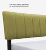 Heiko King Size Bed With Upholstered Headboard in Olive Green and Walnut Finish