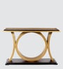 Hele Solid Wood Console Table in Black Gold Finish