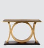 Hele Solid Wood Console Table in Black Gold Finish
