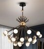 Helio Modern Crystal LED Chandelier, Smart Chandelier Lights for Living Room, Alexa & Google Compatible, Starburst Black & Gold Pendant Light for Bedroom, Hall & Office Ceiling
