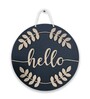 Hello With Leaf Black MDF Wall Art