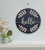 Hello With Leaf Black MDF Wall Art