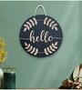 Hello With Leaf Black MDF Wall Art