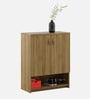 Henary 2 Door Shoe Cabinet In Natural Teak & Melamine Finish