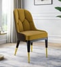 Henro Leatherette Fabric  Dining Chair  In Yellow Colour