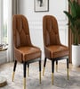 Henro Leatherette Fabric Dining Chairs In  Brown Colour (Set of 2)