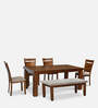 Henry 6 Seater Dining Set with Bench in Antique Oak Finish