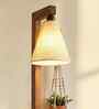 Henry Wooden Shelf Floor Lamp with Wooden Shade & Brown Base