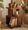 Henry Wooden Shelf Floor Lamp with Wooden Shade & Brown Base
