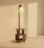 Henry Wooden Shelf Floor Lamp with Wooden Shade & Brown Base