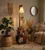 Henry Wooden Shelf Floor Lamp with Wooden Shade & Brown Base