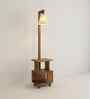 Henry Wooden Shelf Floor Lamp with Wooden Shade & Brown Base