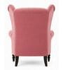 Hensley Teak Wood High Back Chair With Suede Fabric In Pink Colour Hensley Teak Wood High Back Chair With Suede Fabric In Pink Colour