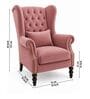Hensley Teak Wood High Back Chair With Suede Fabric In Pink Colour Hensley Teak Wood High Back Chair With Suede Fabric In Pink Colour