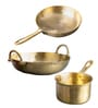Bronze 10 Inch 3 Litre Kadai, 10 Inch 1.8 Litre Frying Pan & 7.6 Inch 2Litre Sauce Pan Combo Set of 3
