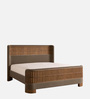 Heritage Cane Upholstered Bed in Linen With Oak wood Frame
