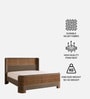 Heritage Cane Upholstered Bed in Linen With Oak wood Frame