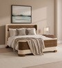 Heritage Cane Upholstered Bed in Linen With Oak wood Frame