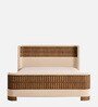 Heritage Cane Upholstered Bed in Linen With Oak wood Frame